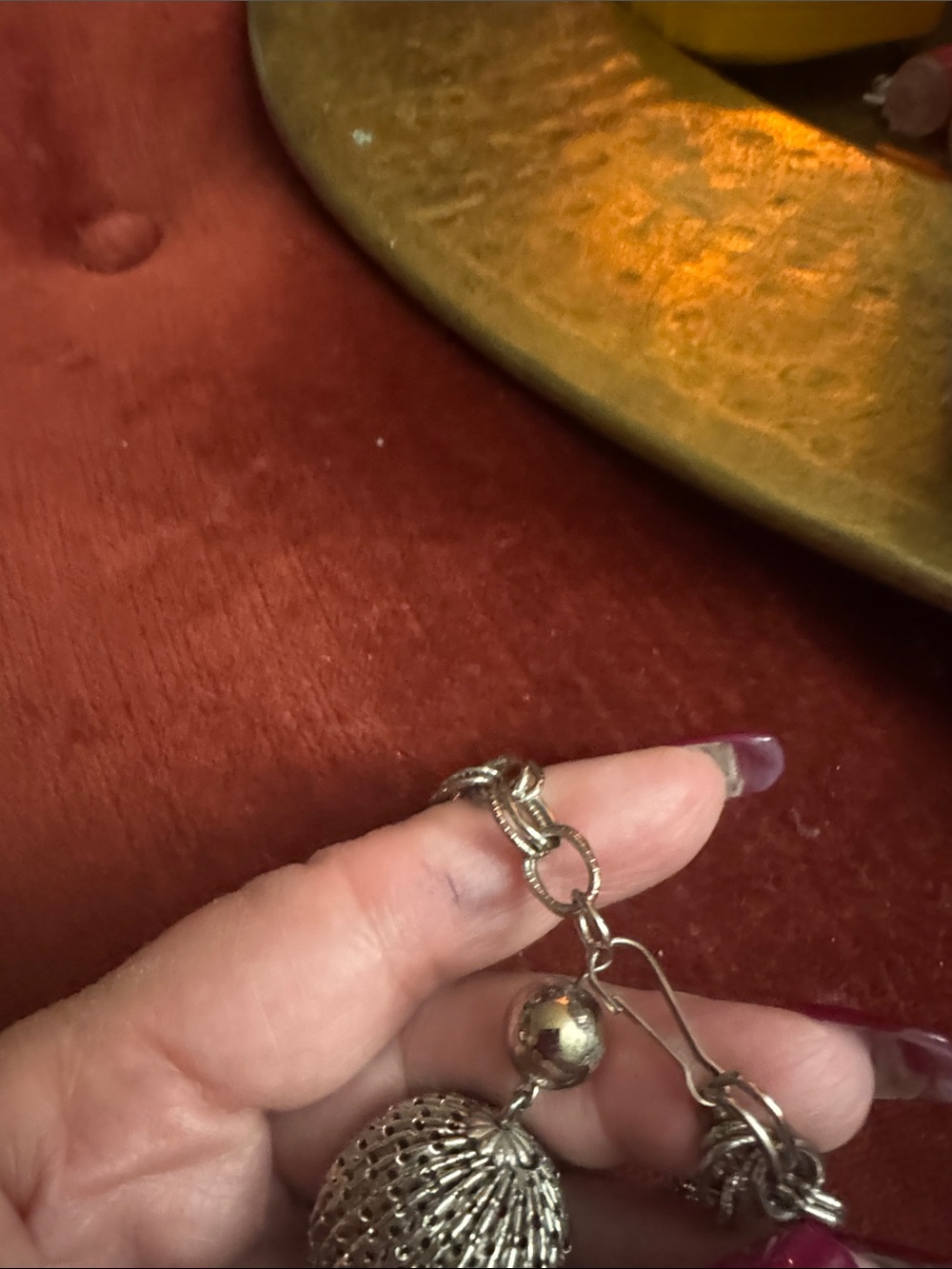 Source Unknown Silver-Tone Double Tassel Ball Pendant Necklace - Picture 3 of 3